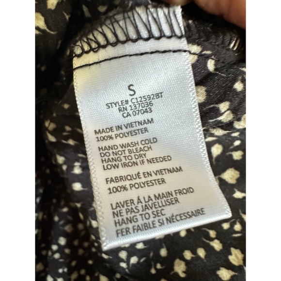 Paper Crane Black Ditsy Floral Smocked Peplum Top Square Neck S Milkmaid N WT - Picture 4 of 7